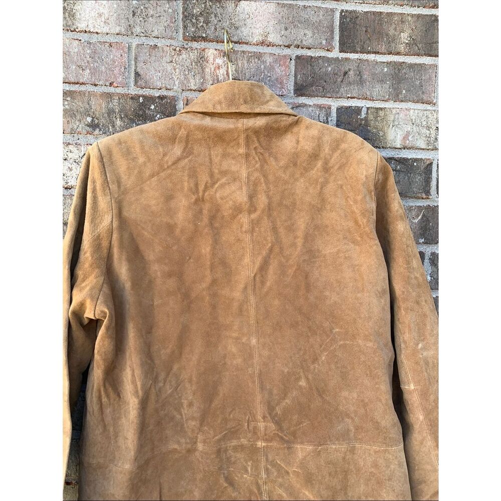 Take 50% OFF- Bernardo Genuine Leather Suede Trench Coat in Tan, Size-L - Picture 11 of 14